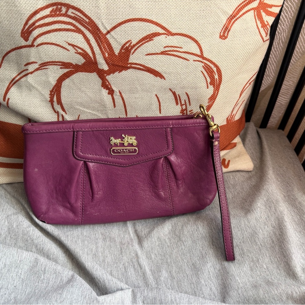Coach Plum Leather Wristlet